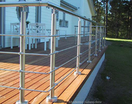 Udendrs Moderne Terrasse gelnder, gelnder balustre, vrn og hndliste i syrefast rustfrit stl.
