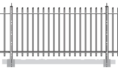Balusterhegn msi-BH-401 Balusterfelt princip tegning: Af to vandrette st�lprofiler 50x30/25x2 mm. Leveres i h�jder fra 1 meter til 2,5 meter. Antal vandrette profiler og afstand mellen lodrette balustre kan varieres efter opgave. Balusterhegn h�jde 1000 � 2000 mm med � 25 mm balustre pr. 150 mm c/c. Balusterhegn h�jde 2500 mm med � 30 mm balustre pr. 150 mm c/c.