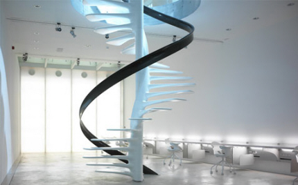 Design-Spindel-trappe med alternativt gelnder.