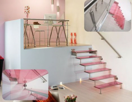 Design trappe m. glas-trappetrin