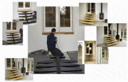 Montering af indend�rs centertrappe.