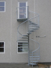 Spindeltrappe, meget anvendt som brand & rednings trappe / flugtvejstrappe.