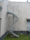 Spindeltrappe, her anvendt som, brand & rednings trappe / flugtvejstrappe.