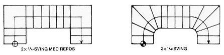 2x 1/4 sving trappe m. repos | 2x 1/4 sving trappe.