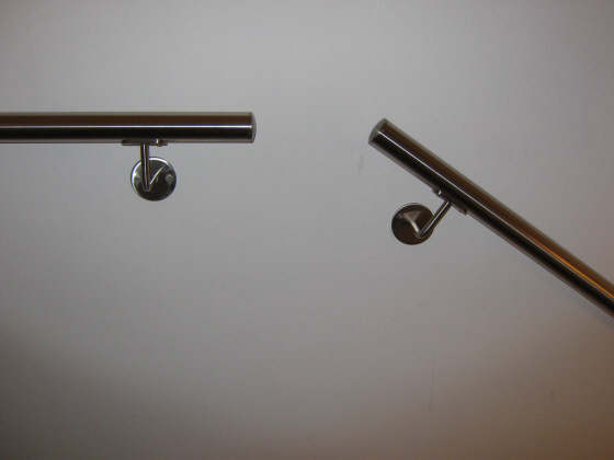 V�g-gel�nder, r�kv�rk: H�ndlister i rustfrit st�l.