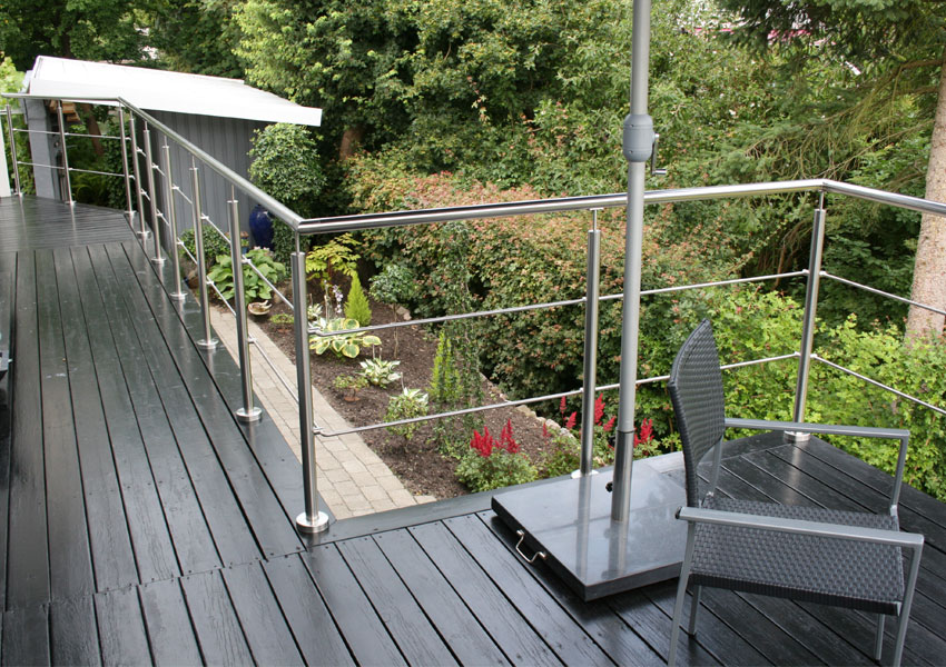 Terrasse/altan,gelænder i rustfrit stål,gelænder montering ...