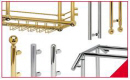 Glas-stel-moduler efter tegning, efter opgave. Diverse glas-metal-beslag, glas-hngsler, glas-lse, glas-stlwire-ophng mm. 