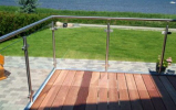 Gelænder: Crosinox udendørs, Terrasse m. glas.