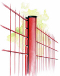 Panelhegnet`s specielle stolpe panel-vinger låser panelerne til stolpen og umuliggør adskillelse efter hegn opsætning.